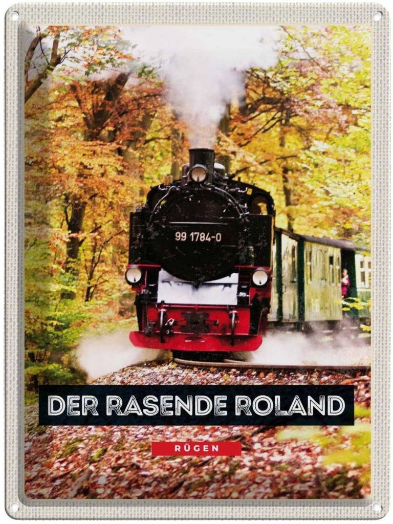vianmo Blechschild 40x30 cm Rügen der Spruch Zitat rasende Roland Lokomotive Bildmotiv Reisemotiv Abenteuer Reisen Urlaub