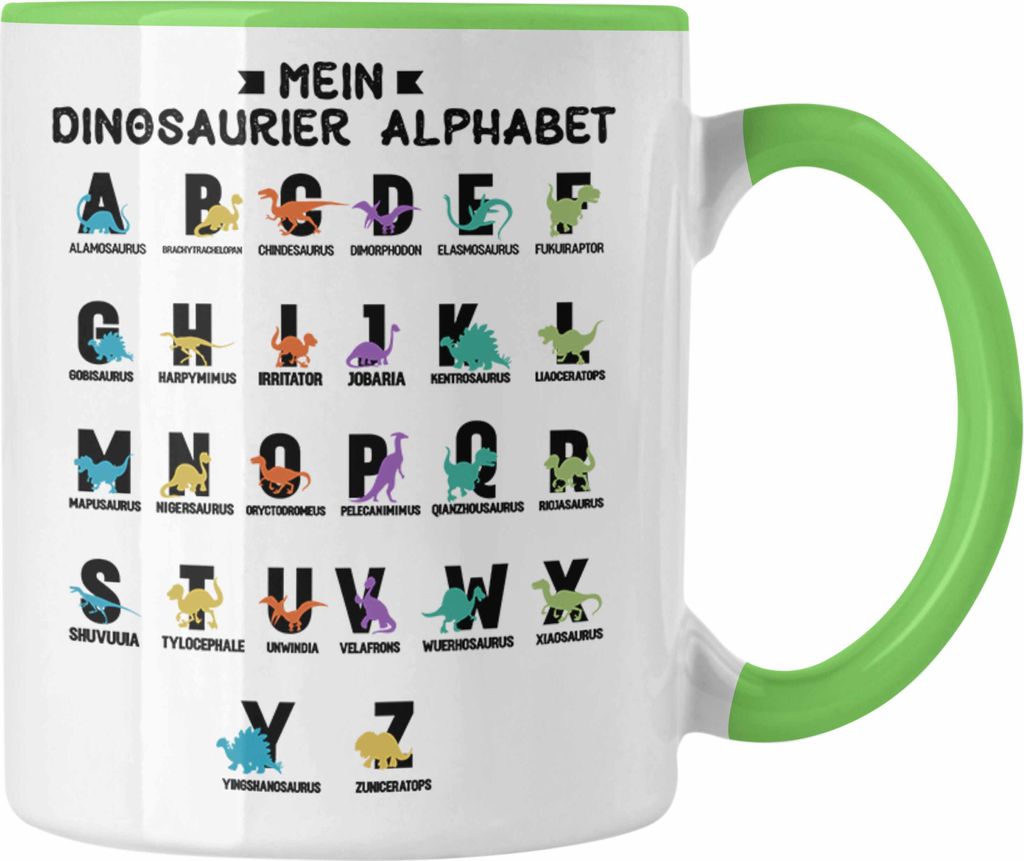 Trendation - Mein Dinosaurier Arten Alphabet A-Z Dino ABC Geschenk T-Rex Kinder 1. Klasse Grundschule (Grün)