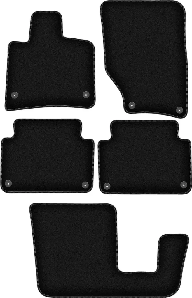 Tappetini in velluto per Audi Q7 I 4L (2005-2015, SUV) neri, set 4 pz, con fissaggi
