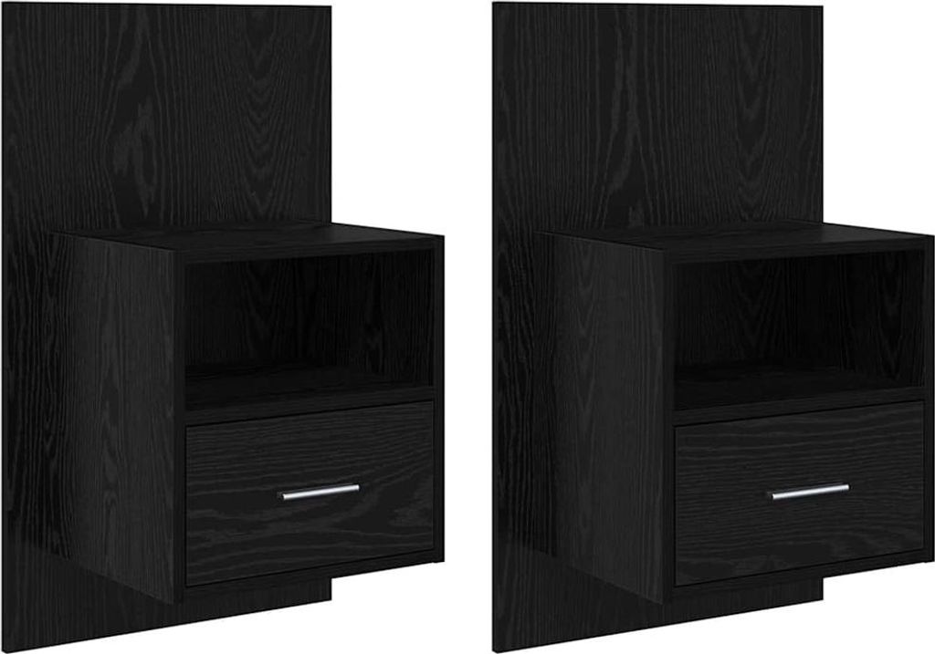Nachttisch 2 pcs Schwarz Eichen-Optik 50 x 32.5 x 80cm
