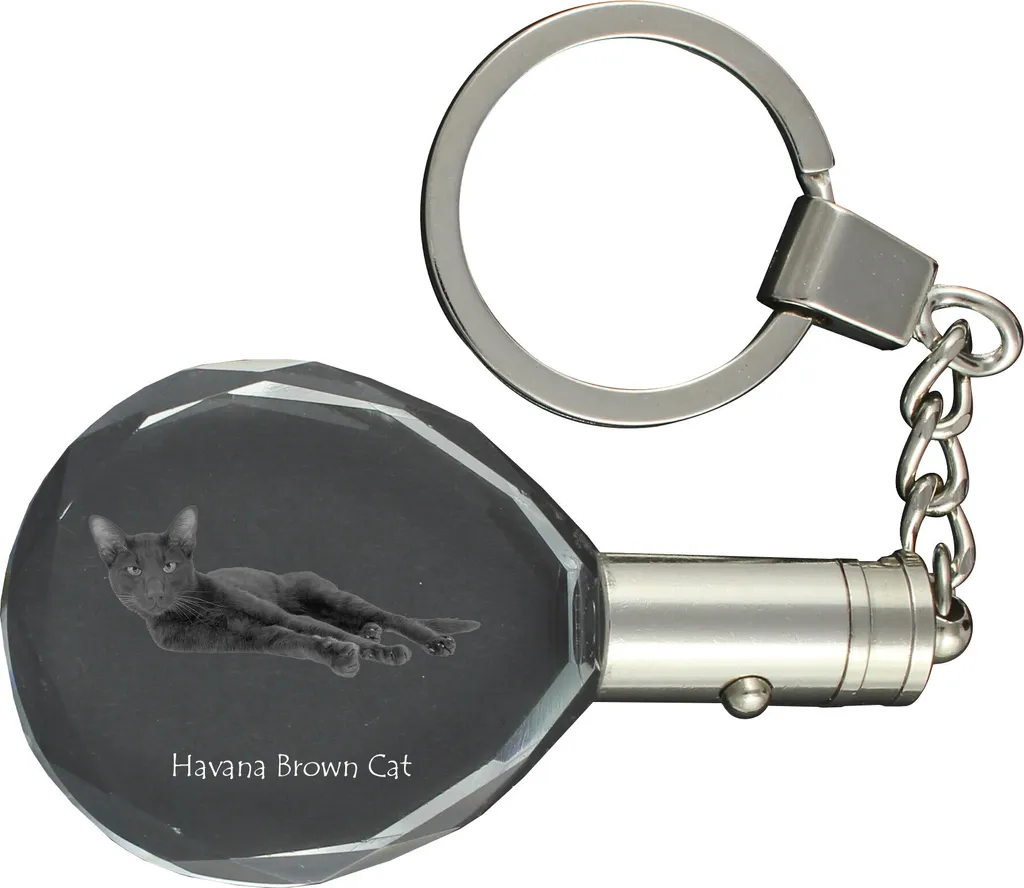 Portachiavi Cristallo Gatto Havana Brown | Art-Dog Foto Incisa