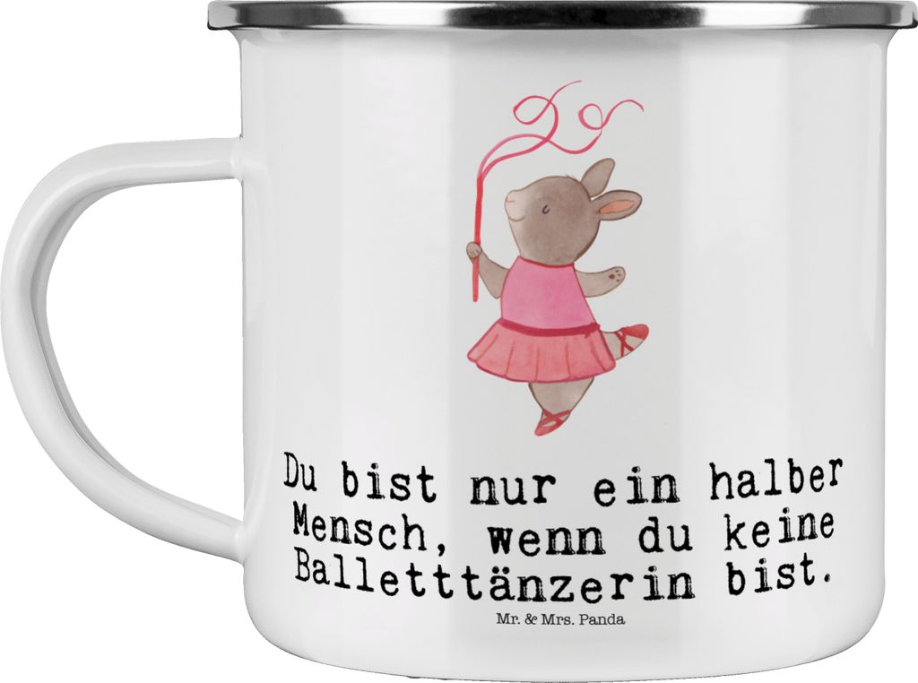 Mr. & Mrs. Panda Pott Balletttänzerin Herz - Weiß - Geschenk, Beruf, Ballettaufführung, Haferl, Ballerina, Spruch, Emaille Tasse, Reisebecher, b...