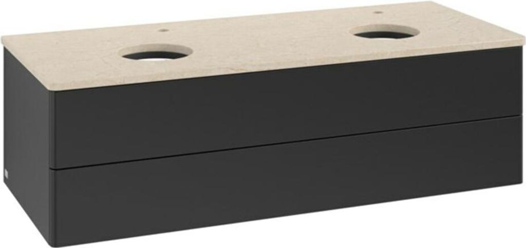 V&B Waschtischunterschrank ohne Frontstruktur, mit Beleuchtung Antao 120x36x50cm, HL, WBP botti., bla m Lac