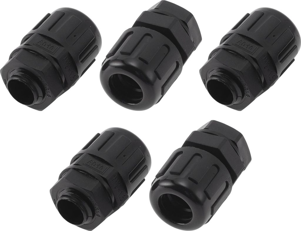 M12x1,5 Kabelverschraubungen 10mm / 0,39" Wasserdichte Wellrohr Gerade Verbinder PA6 Nylon Schwarz 5 Stück