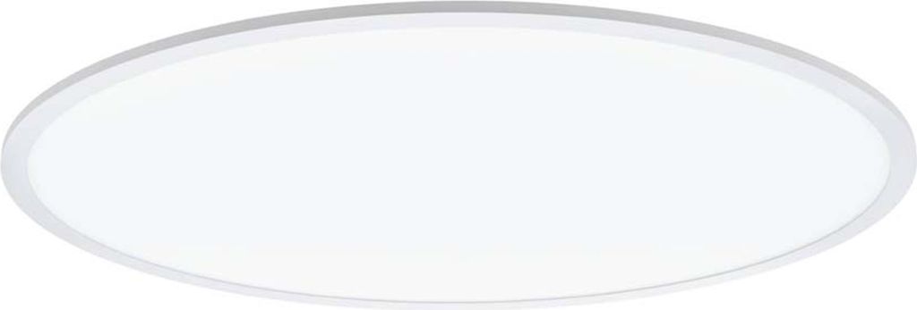 A white, circular LED ceiling light with a thin gray border, shown from a slightly elevated diagonal angle against a pure white background.