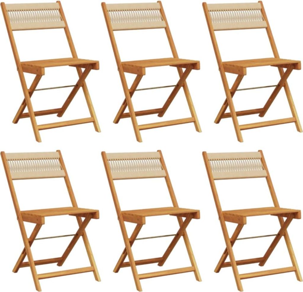 vidaXL Gartenstühle 6 Stk. Klappbar Beige Massivholz Akazie