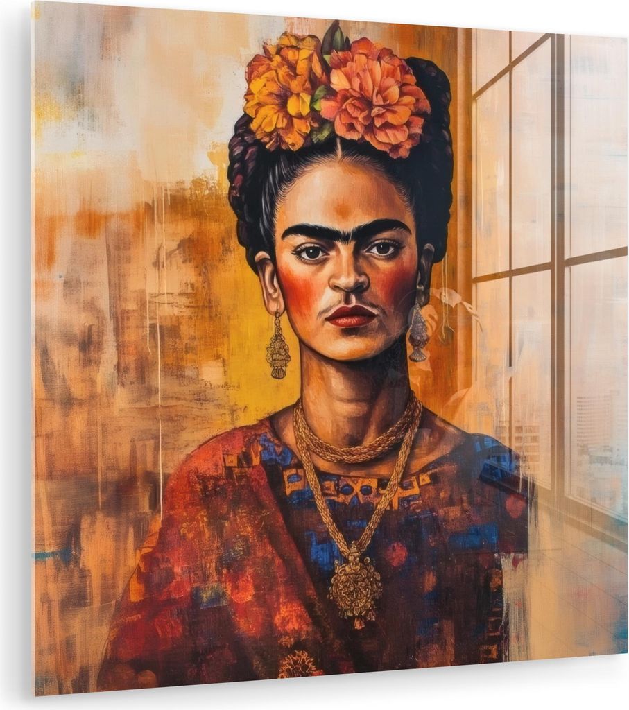MuchoWow Glasbilder - Bilder auf Wandbild - Foto auf Glas Porträt - Schmuck - Malerei 30x30 cm Wanddekoration aus Glas - Acrylglasbild - Acrylbilder