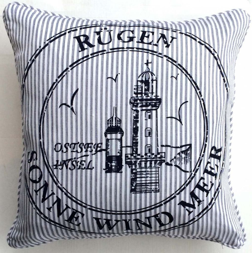 Kissenhülle - Kissenbezug Ocean RÜGEN - blau weiss - ca Produktbild 