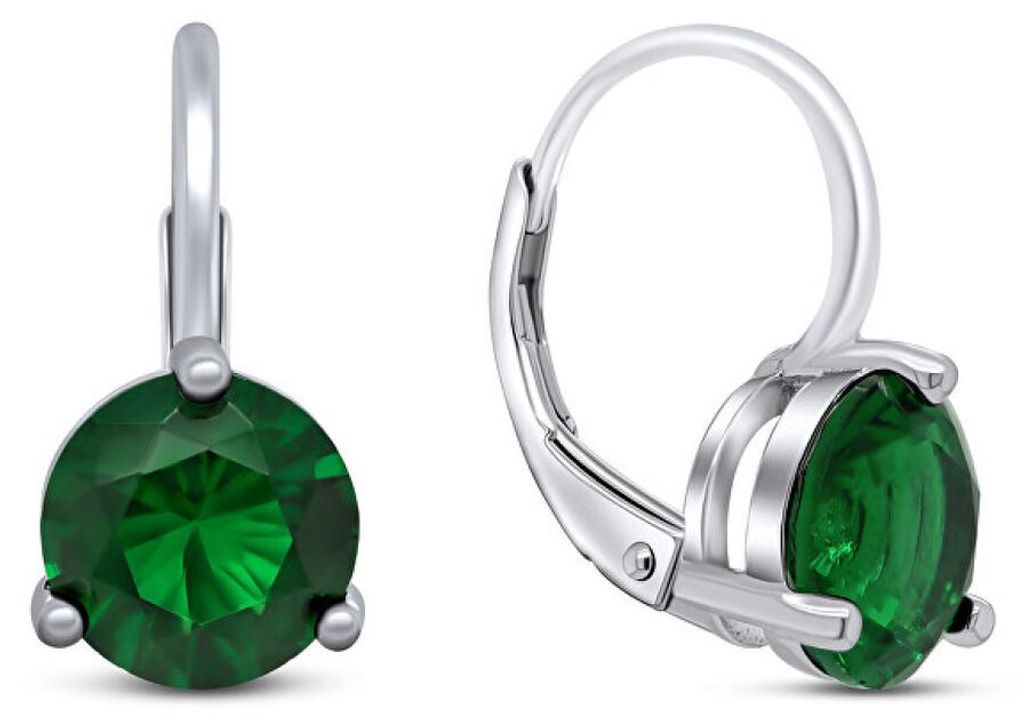 Silver earrings with green zircons EA303WG