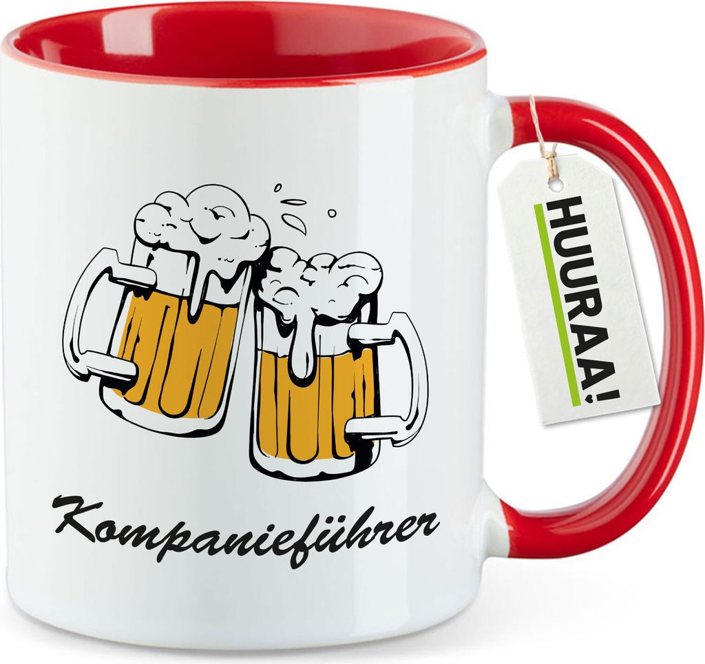 Huuraa Kaffeetasse Kompanieführer Schützenfest 330ml Rot Keramik Kaffeebecher Geschenkidee