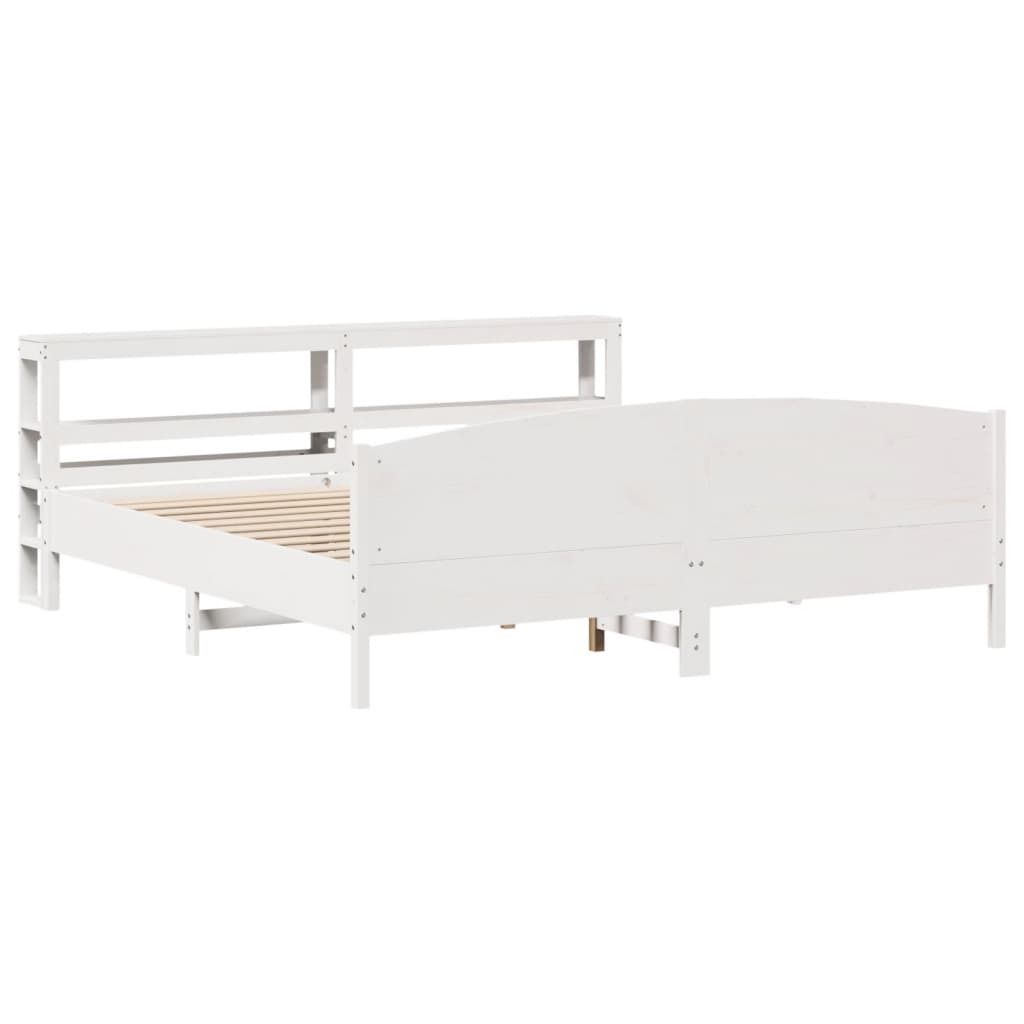 Massivholzbett ohne Matratze Weiß 200x200 cm Kiefernholz