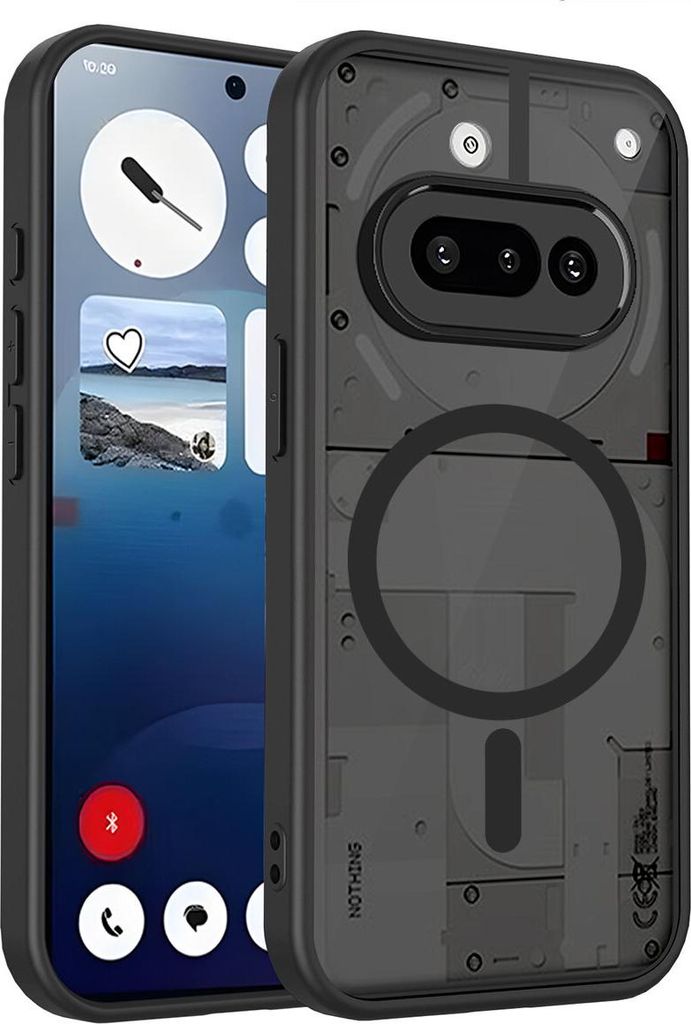Magnetisch Hülle für Nothing Phone 3A, Handyhülle Transluzente Hart PC Rückseite TPU Stoßfest Schutzhülle Schwarz