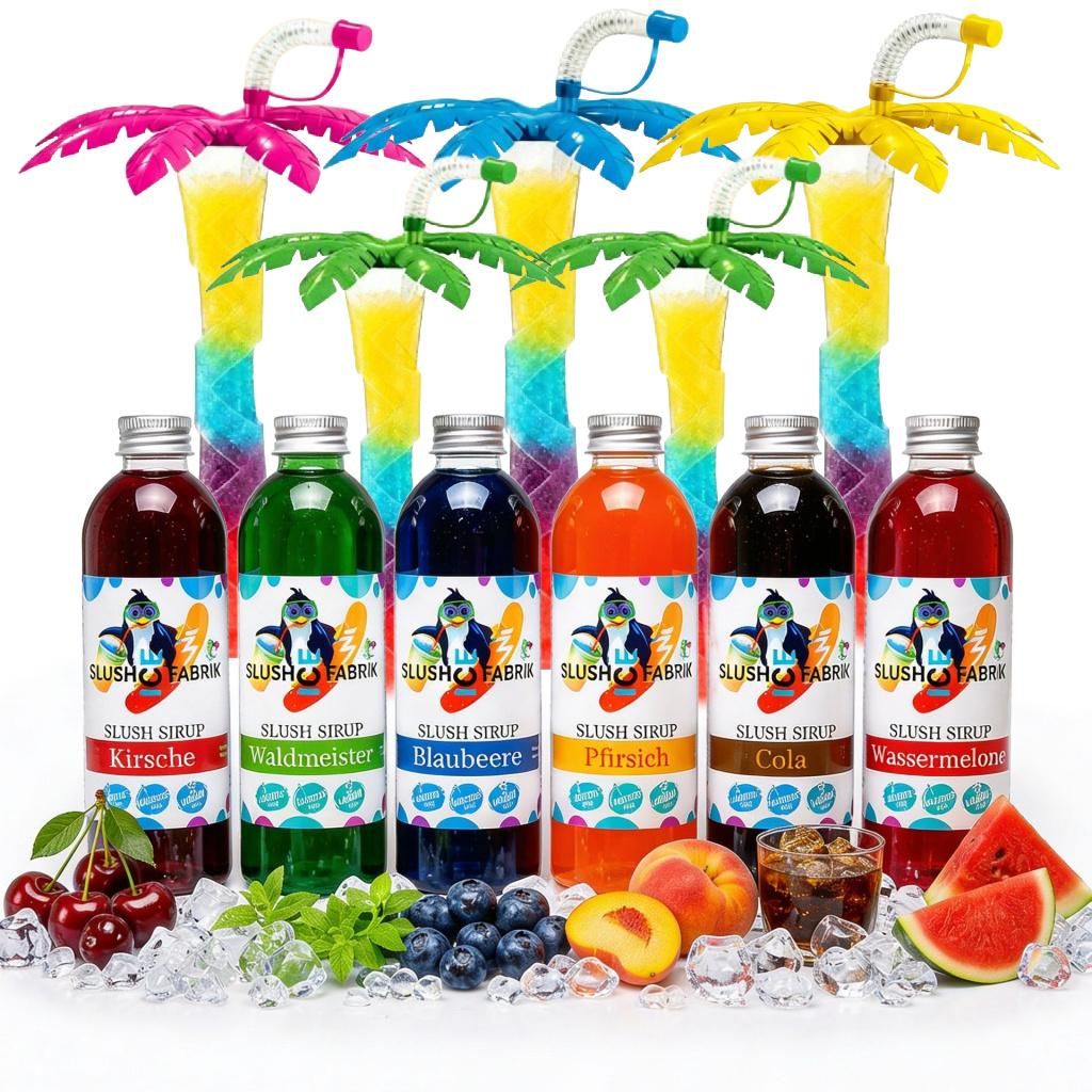 Syrop Slush zestaw party 6 smaków 250 ml + 5 kolorowych Zdjęcie produktu 