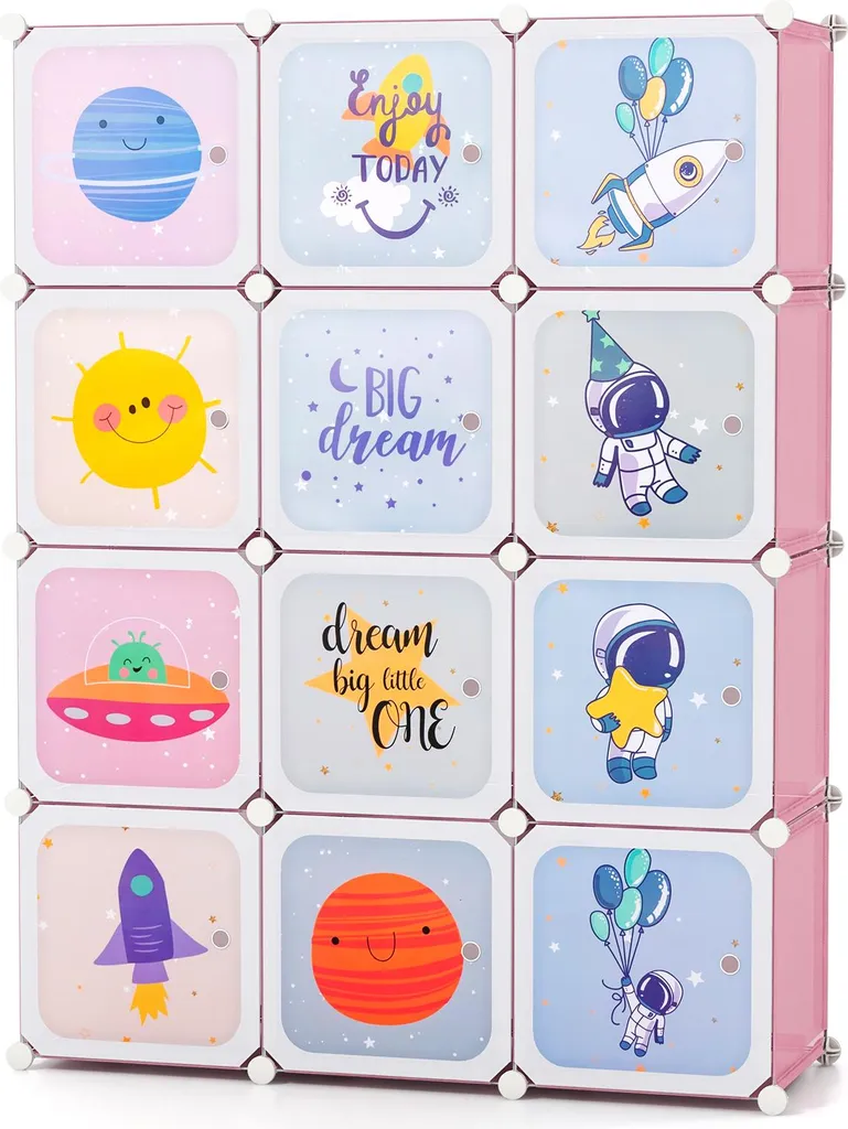 Armoire de rangement pour jouets et vêtements enfant 12 cubes modulables