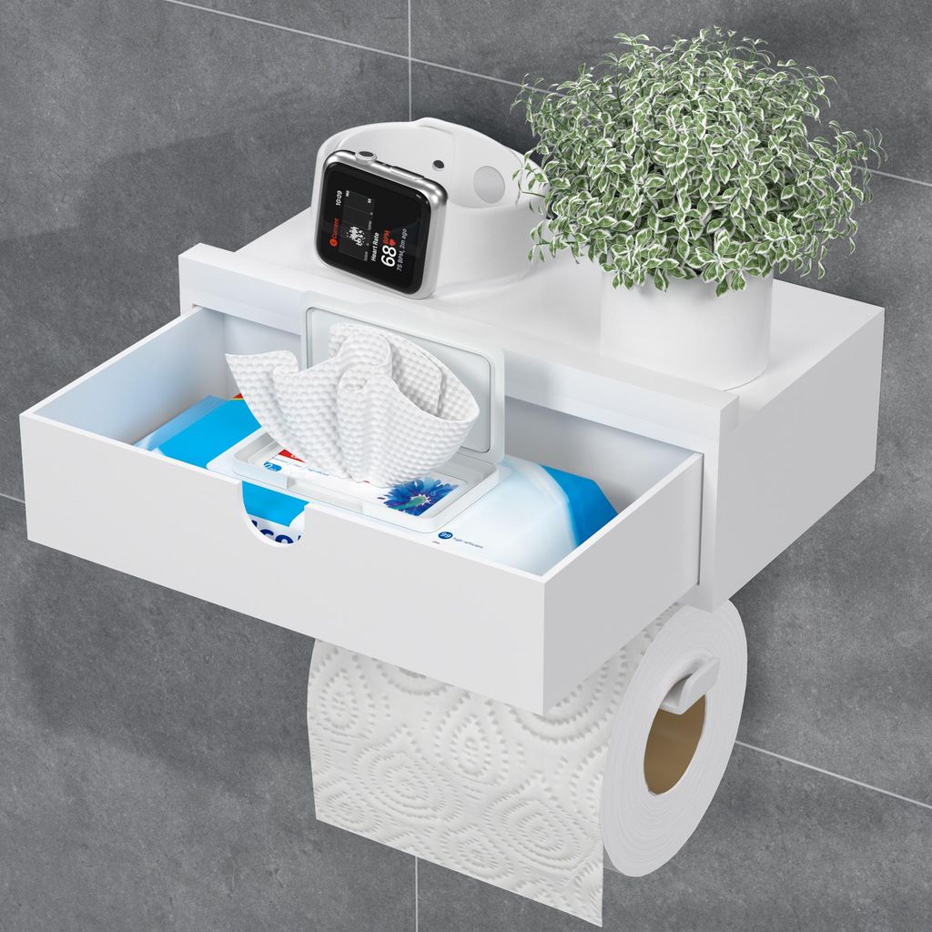 3-in-1 Toilettenpapierhalter, integrierter Schublade Ideal Produktbild 