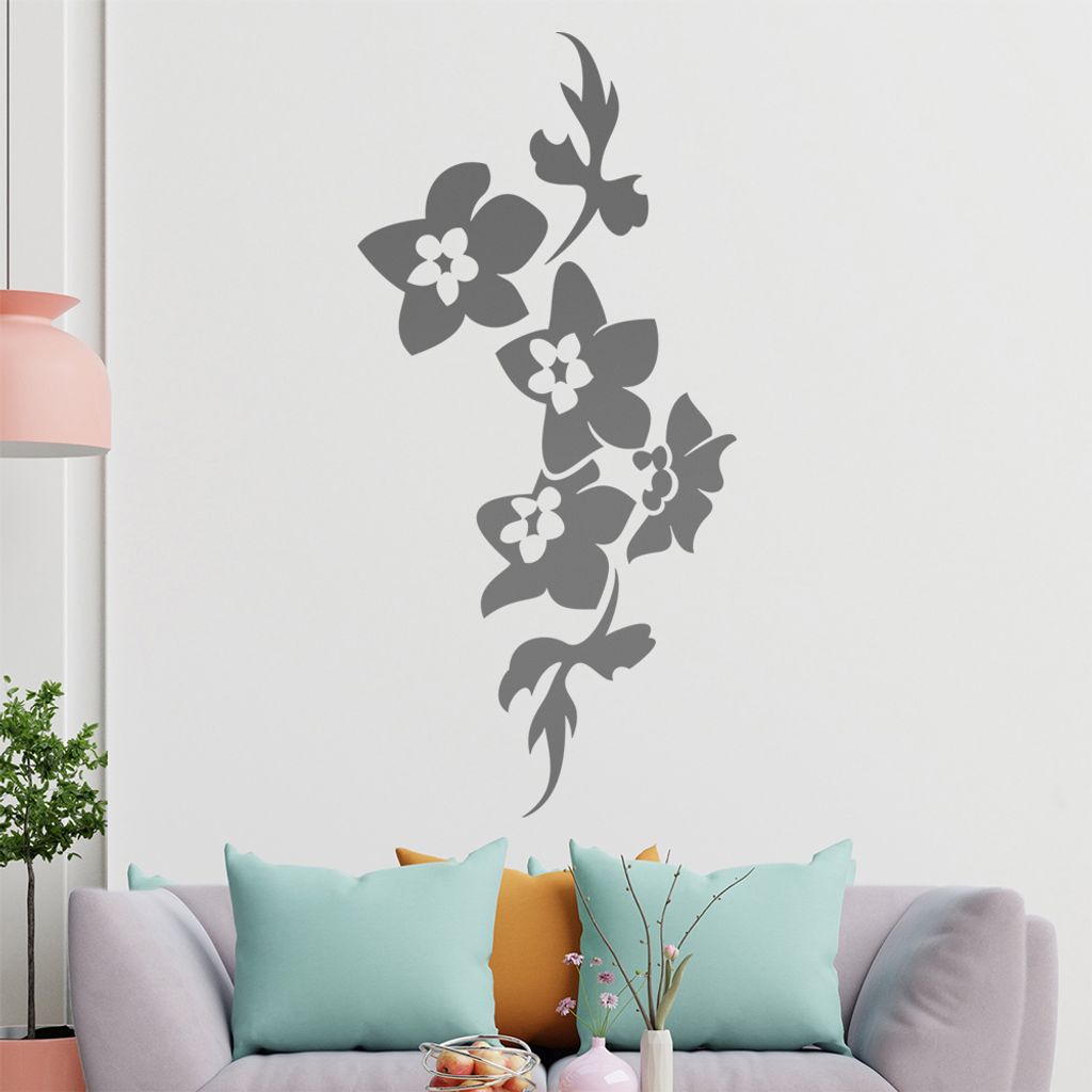 Blumen - Linien Wandtattoo in 6 Größen - Wandaufkleber Wall Sticker - Dekoration, Küche, Wohnzimmer, Schlafzimmer, Badezimmer