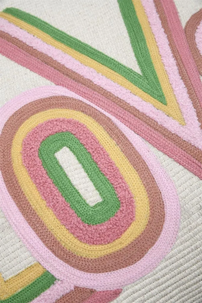 Coussin Moelleux 40x40 Crème Confortable avec Écriture Multicolore - 3