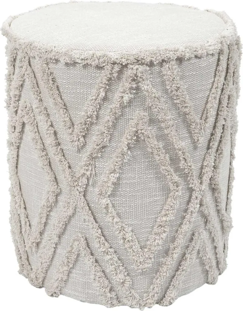 HowHomely Pouf Beige 37x41 cm Boho Chic - Motivo Geometrico Moderno