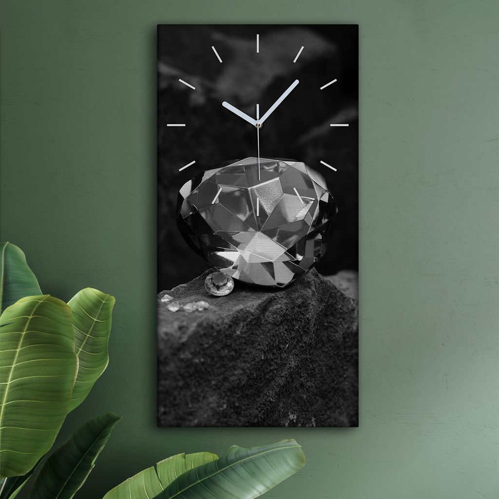 Wohnzimmer Leinwand Uhr Geräuschlos Küche 30x60 Diamanten, Brillanten, Motive, Textur, weiße Zeiger