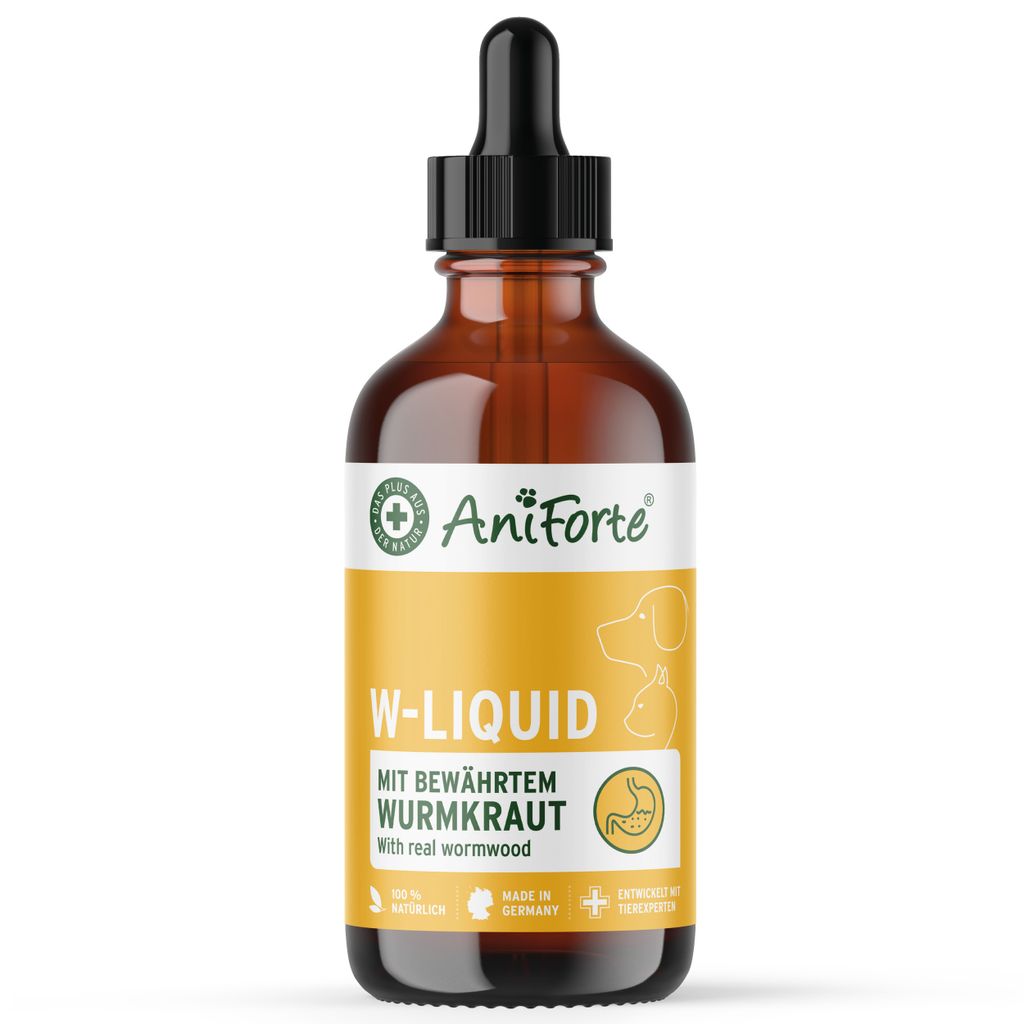 AniForte W-Liquid für Hunde, Katzen & Kleintiere 50 ml - 100 % natürliche Alternative, unterstützt die Darmabwehr & harmonisiert die Darmflora