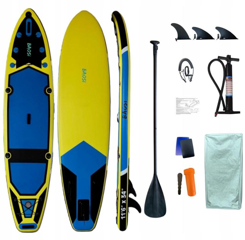 SUP Board Wild River aufblasbar 350 x 86 x 15 cm Set mit Paddel Pumpe und Rucksack Baosi