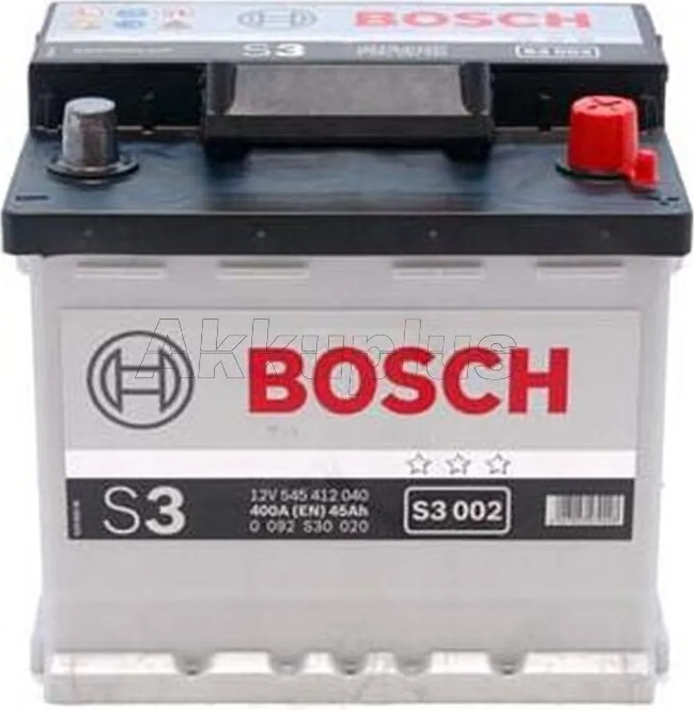 Batterie de démarrage Bosch S3002 45Ah 12V pour voitures citadines