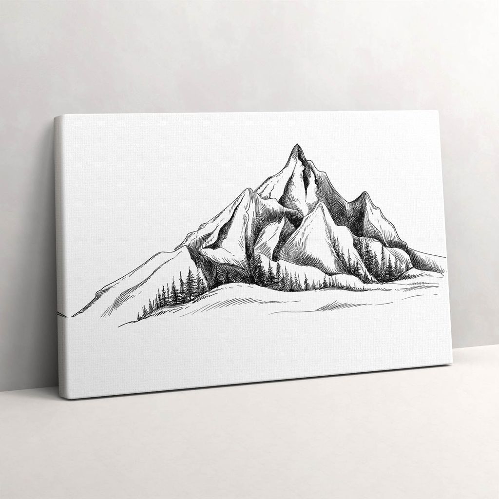 Zeichnung eines Berges – Leinwandbild Wandbild – 60x40 cm – Leinwandbilder – Wandbilder – Schlafzimmer – Flur