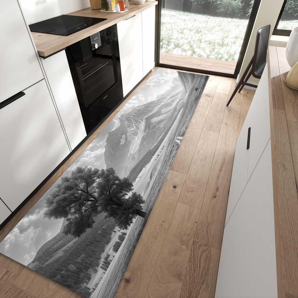 Küchenteppich 80x300cm rutschfest & abwischbar PVC Läufer - Berglandschaft Weg