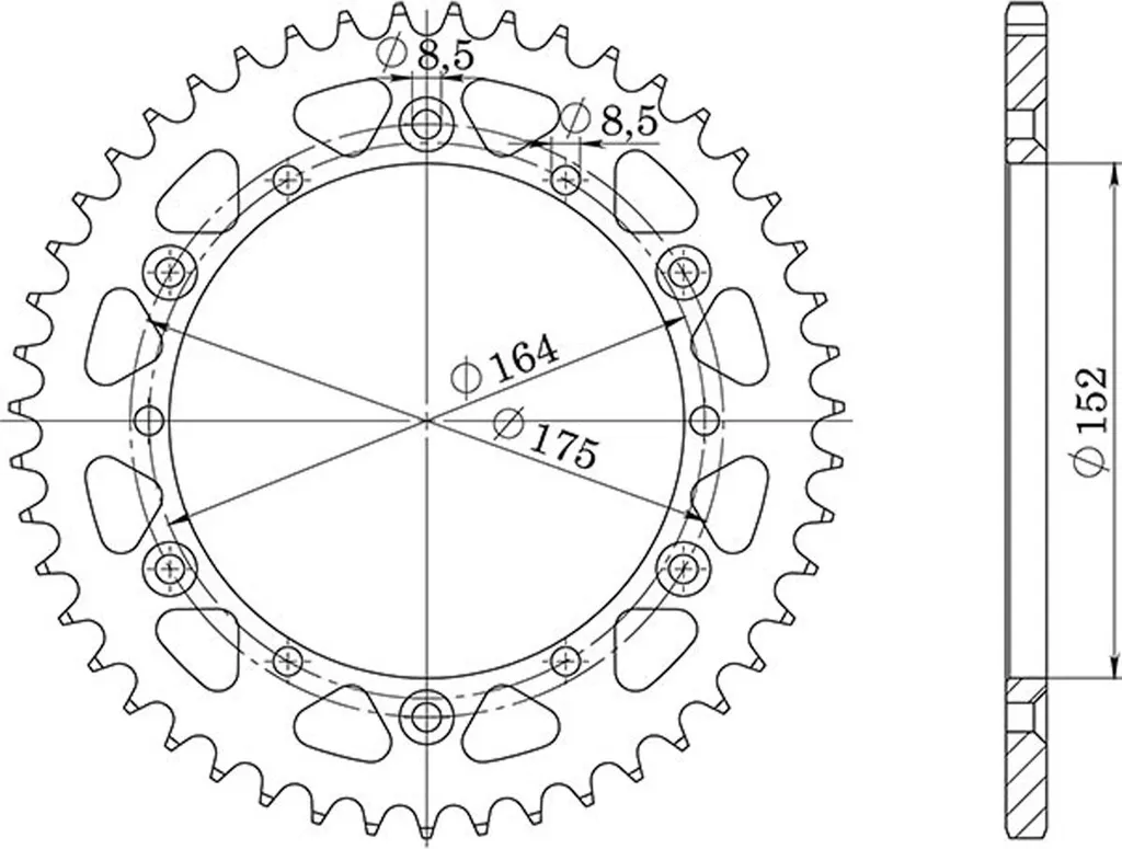 Corona Moto Acciaio 520 Z40 Denti - Disegno 12500 Alta Resistenza