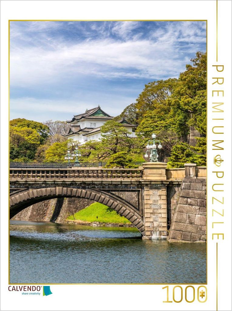 CALVENDO Puzzle Idyllische Seimon Ishibashi und Nijubashi mit Wachturm vom Kaiserpalast | 1000 Teile Lege-Größe 64x48cm Foto-Puzzle für glückli...