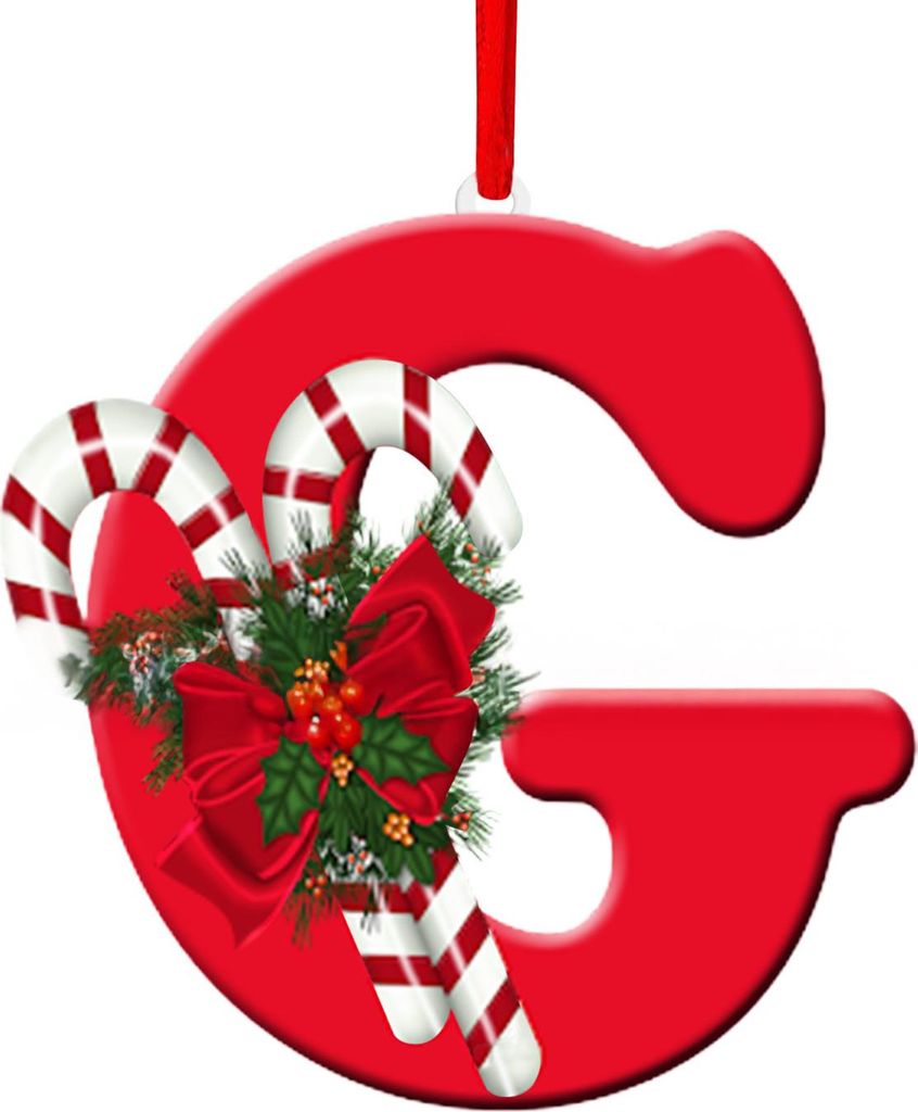 Weihnachtliche Acrylbuchstaben-Hängedekoration für den Auto-Rückspiegel, Weihnachtsbaum-Alphabet A bis Z, Anhänger für die Weihnachtsfeier