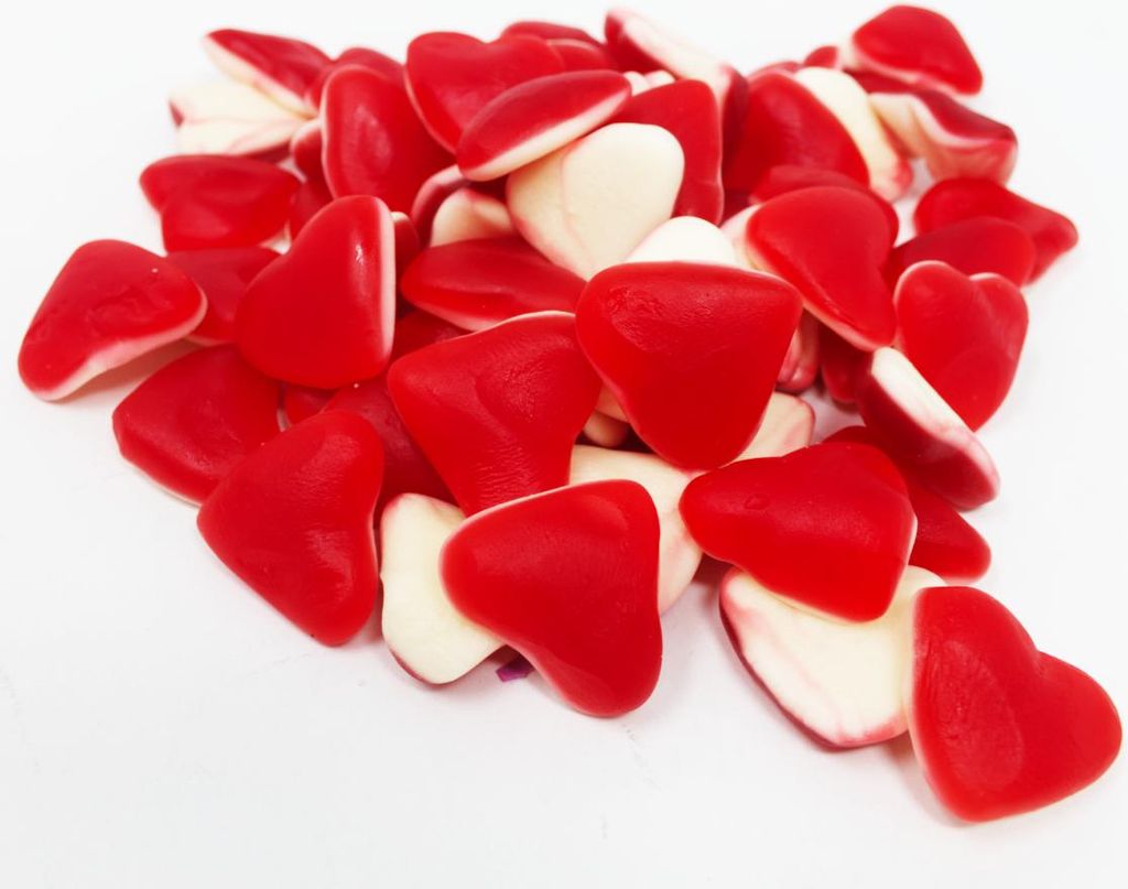 Fruchtgummi Erdbeer Cream Herzen mit Schaumzuckerboden halal 1000g