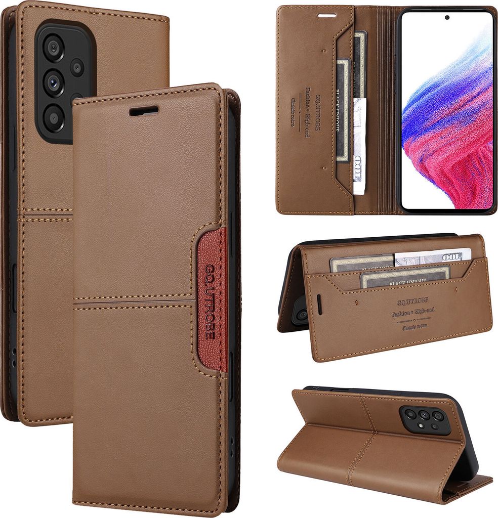 Handyhülle für Samsung Galaxy A33 5G Hülle, Leder Flip Wallet Kartenfach Stand Schutzhülle Braun