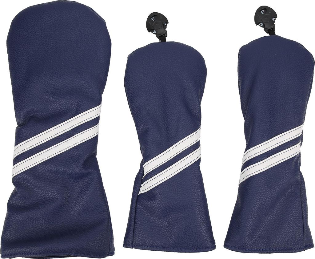 Golf Holz Kopfschutz Set Streifen Schlägerkopfschoner Golf Club Kopfschutzhüllen für Driver Blau