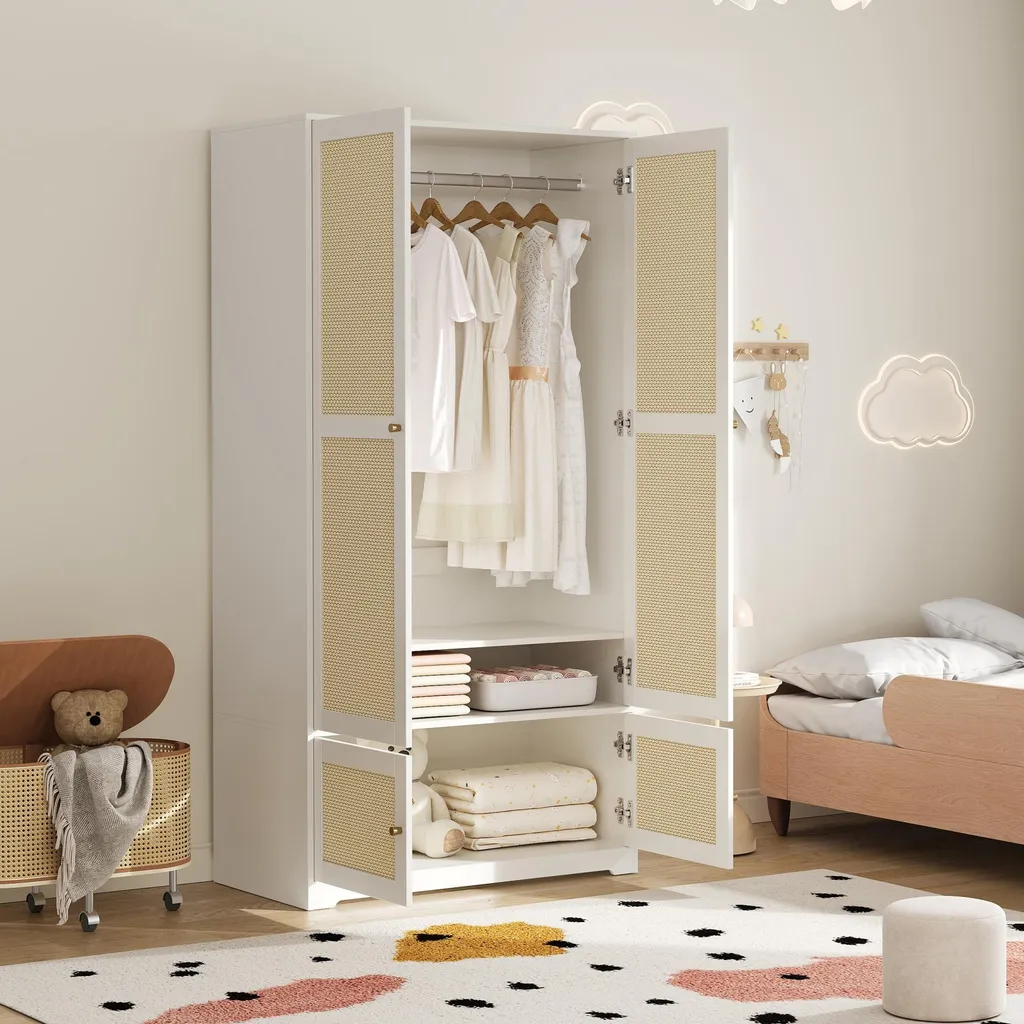 Armoire d'angle Flieks blanche : solution gain de place en rotin - 2