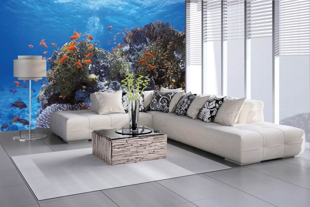 Vlies Fototapete SCHÖNE ROTE FISCHE 375 x 250 cm (inkl. Kleister) - Vlies Tapete, Wandtapete, Wandbilder - Tapete für Wohnzimmer Schlafzimmer, B...