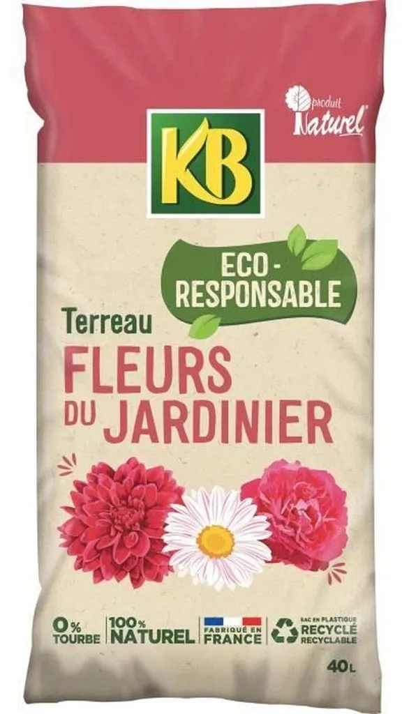Terreau fleurs 40L KB UAB - Réussir vos plantations en pot et en terre