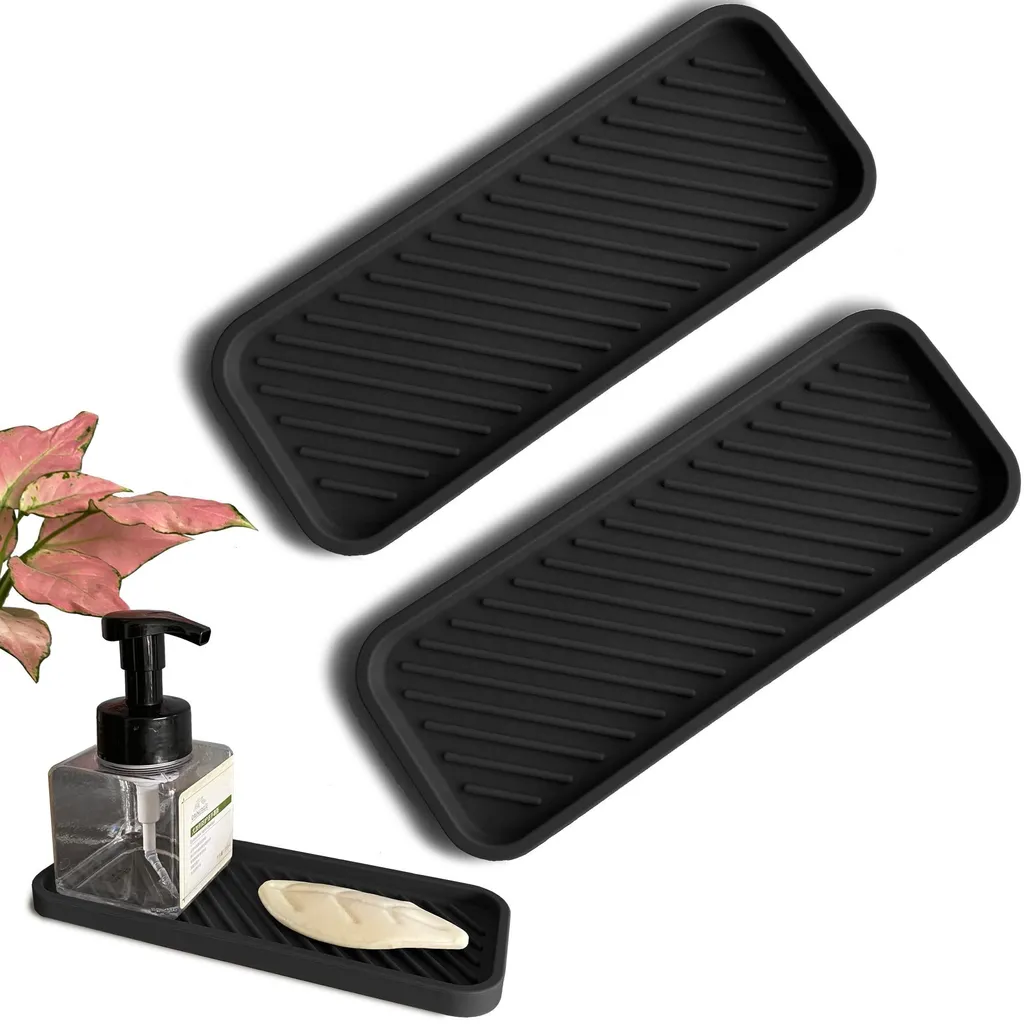 2 Porte-savons en silicone noir S : tapis égouttoir évier et cuisine