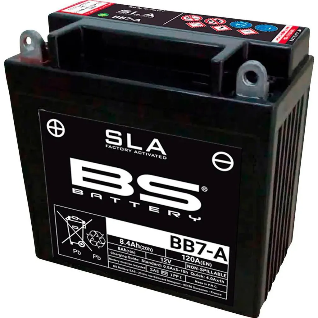 Batterie moto 12V sans entretien type BB7-A : BS Battery prêt à poser
