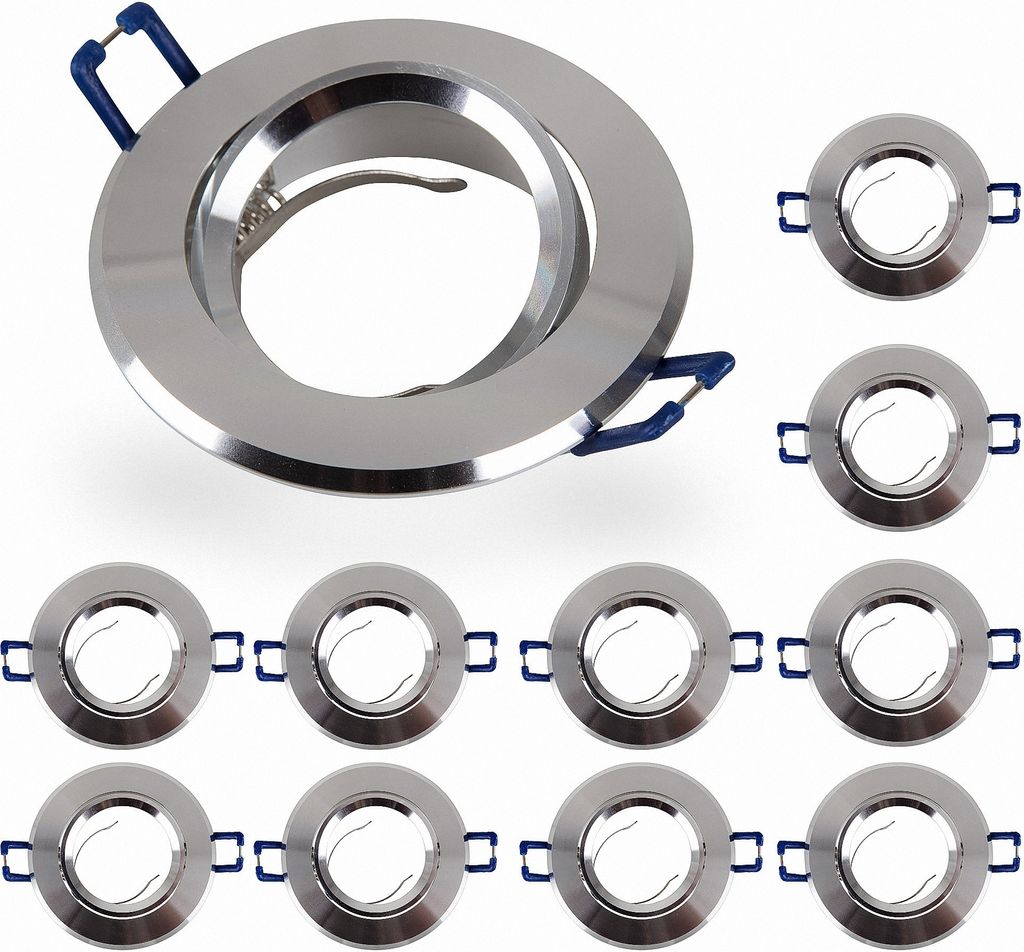 10x Einbaurahmen GU10 SET 68mm inkl GU10 Sockel 16302-1