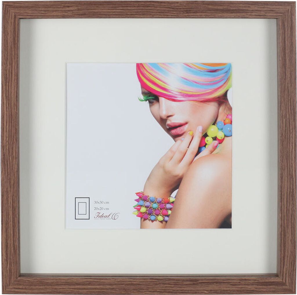 3D Objektrahmen Holz Bilderrahmen quadratisch Wanddeko Collage Poster Fot Rahmen - Farbe: Braun | Format: 23x23