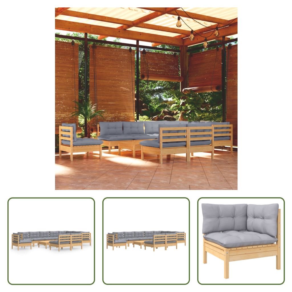 The Living Store 11-tlg. Garten-Lounge-Set mit Grauen Produktbild 