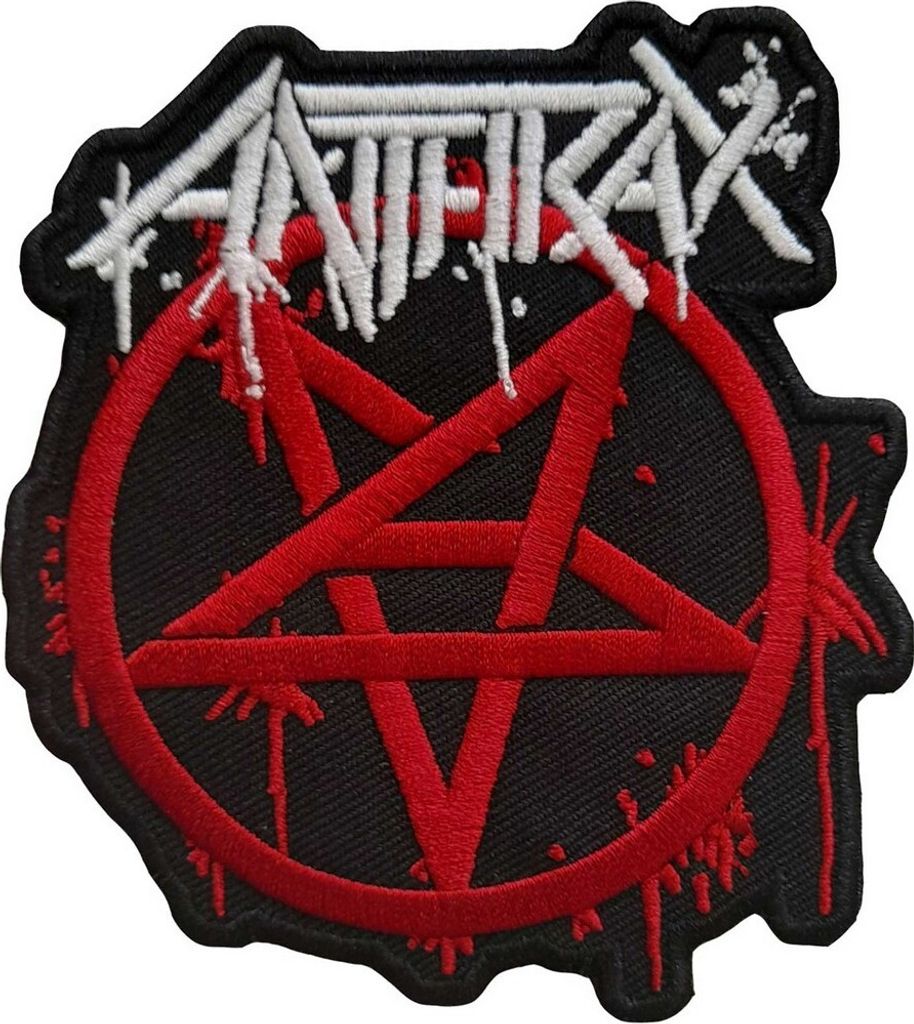 Anthrax - Pentagramm - Aufnäher zum Aufbügeln Logo RO3922 (Einheitsgröße) (Rot/Schwarz/Weiß)