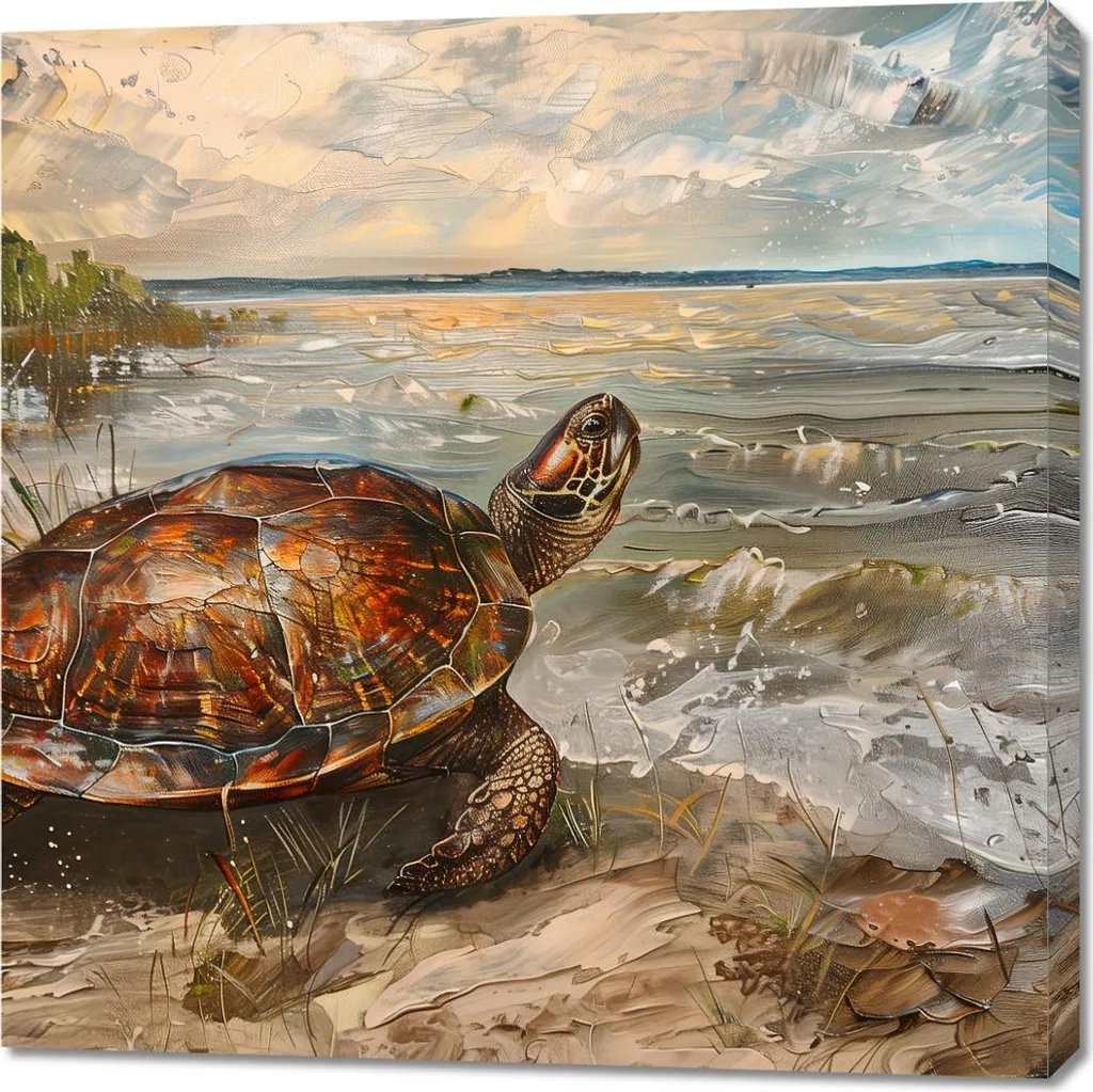 Tableau Tortue côtière 90x90 cm - Habillez vos grands murs vides facilement