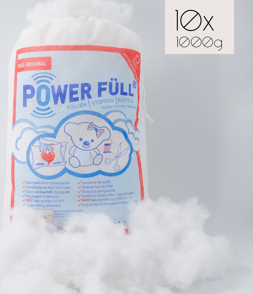 Power Füll Füllwatte 10kg 10x 1KG 10KG Ökotex antiallergisch waschbar 95°C hochflauschig Kissenfüllung Bastelwatte Füllmaterial