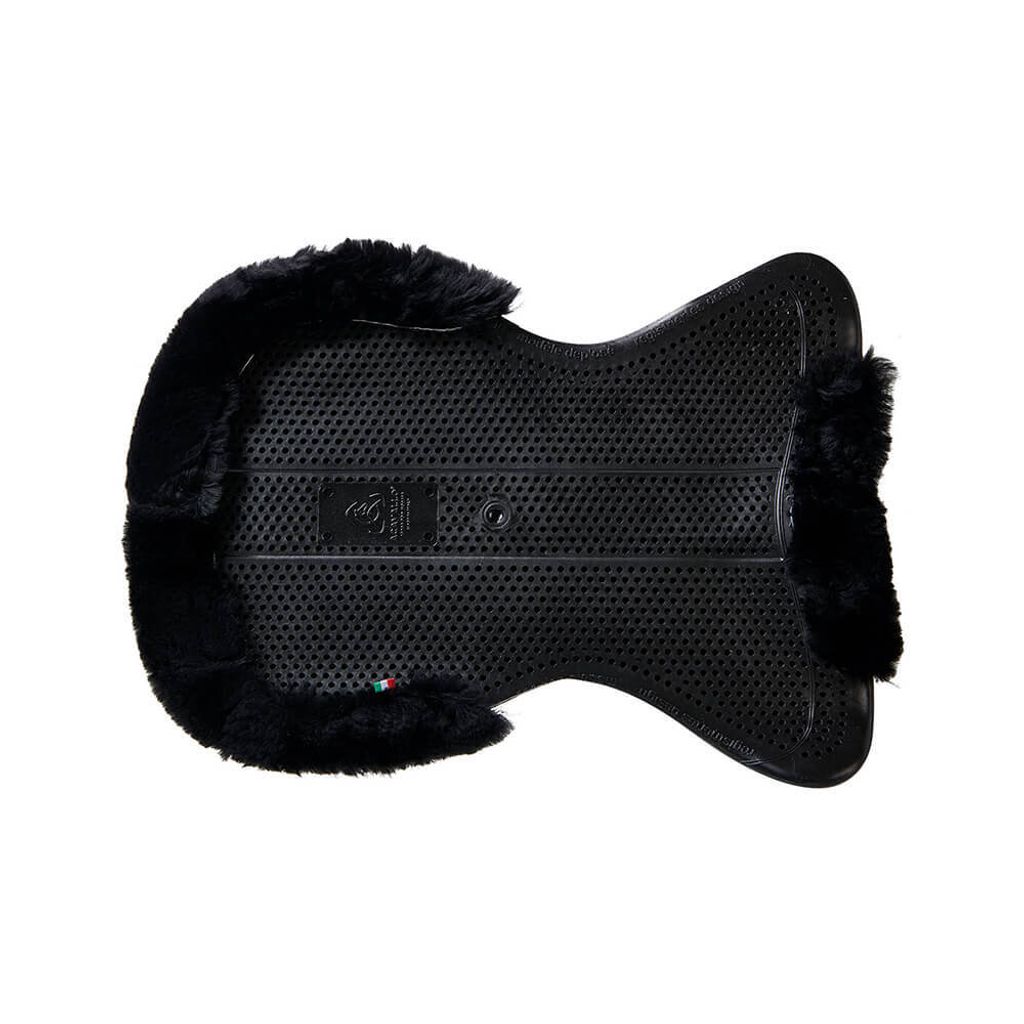 Acavallo Therapeutic Gel Pad Cut Out 1/2 Sheepskin Edge with Dri-Lex, Farbe:Black/Black, Größe:M