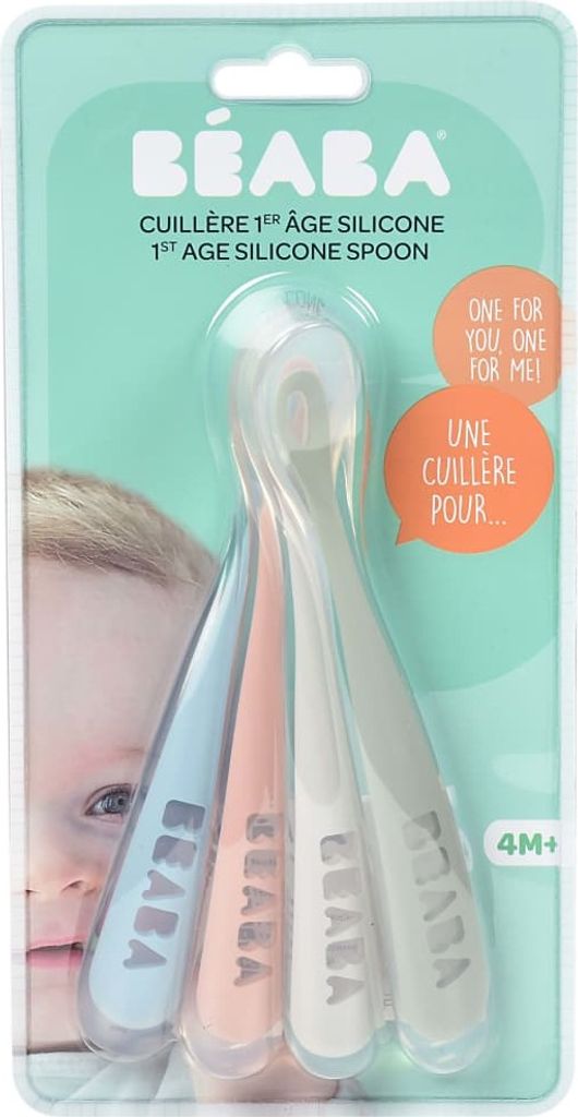 Beaba 4er Set Loeffel aus Silikon Eucalyptus; 913465