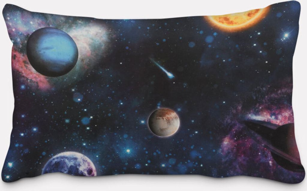 SCHÖNER LEBEN. Kissenhülle Samt Planeten Weltall blau bunt Größe 60x80cm (HxB) 60x80cm (HxB) Größe