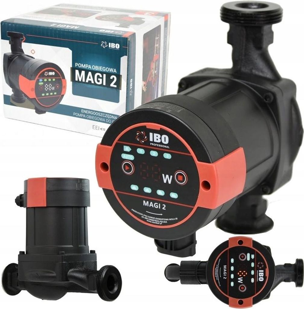 IBO | Energiesparende Umwälzpumpe MAGI 2 - 32-80/180 - Schwarz - Elektronische Steuerung - Hohe Effizienz