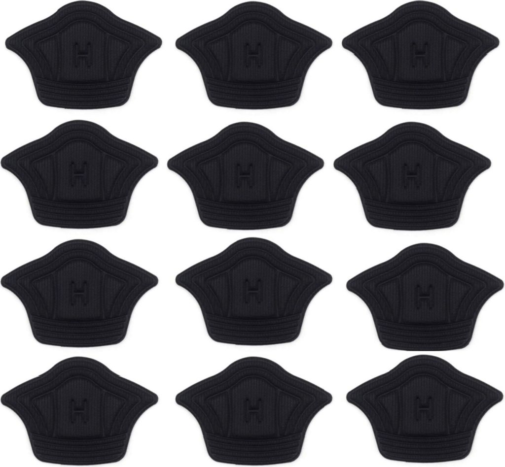 A grid of black shoe inserts.